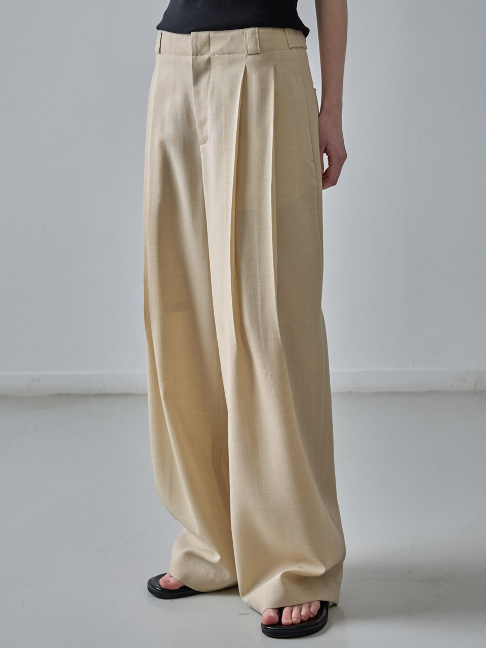 ■FACADE PATTERN■ SUMMER WOOL WIDE PANTS Summer Wool Wide Pants - Black – HANforum